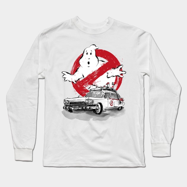 Ecto-1 sumi-e Long Sleeve T-Shirt by DrMonekers